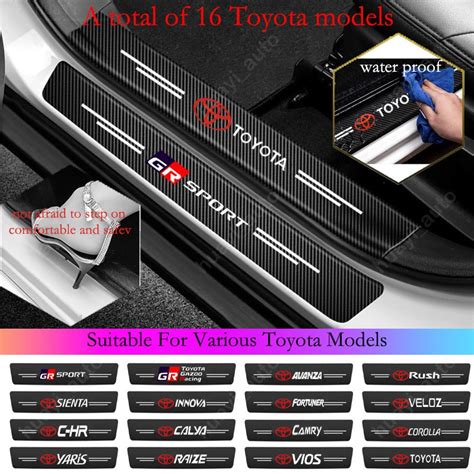 Toyota Raize Car Door Sill Sticker Anti Scratch Carbon Fiber Leather