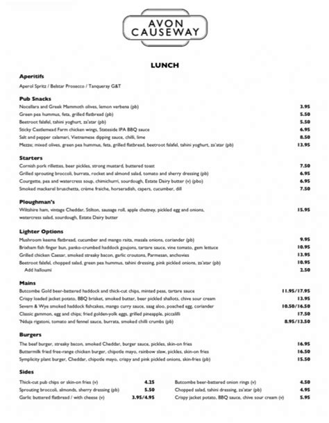 Avon Causeway Christchurch S Full Menu Online