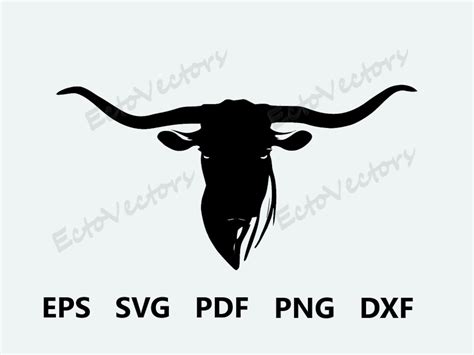 Texas Longhorn Svg Bull Longhorn Cow Design Silhouette Cut File