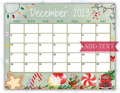 Editable December 2024 Calendar, Christmas Calendar, Holiday Calendar ...