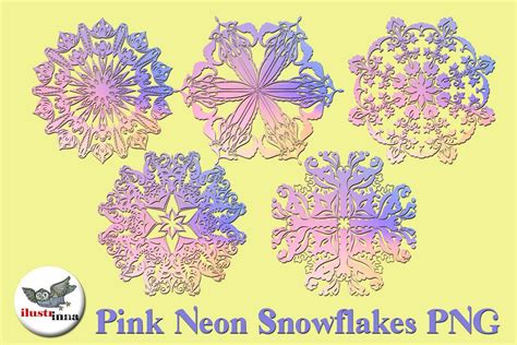 Pink Neon Christmas Snowflakes Clipart By Ilustrinna Thehungryjpeg