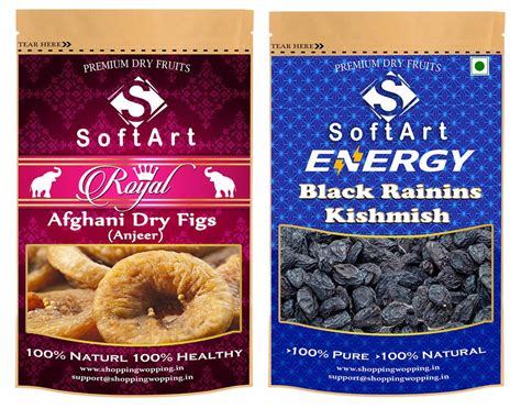 SoftArt Dry Fruits Combo Of Anjeer Black Kishmish Vacuum Pack 250g