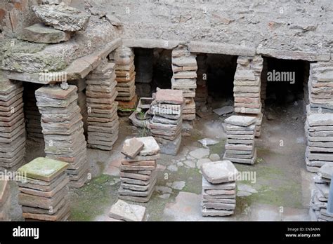 Detail of the Hypocaust under floor heating in the Stabian Baths, Pompeii, Italy Stock Photo - Alamy