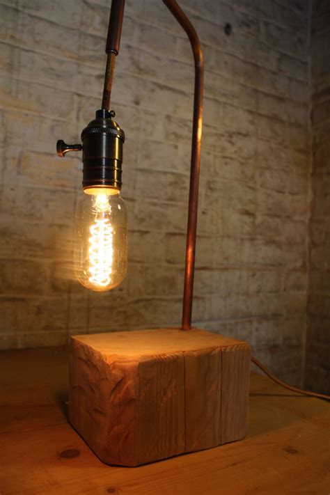 Lampe Bois Et Cuivre Avec Ampoule Edison Vintage Luminaires Par