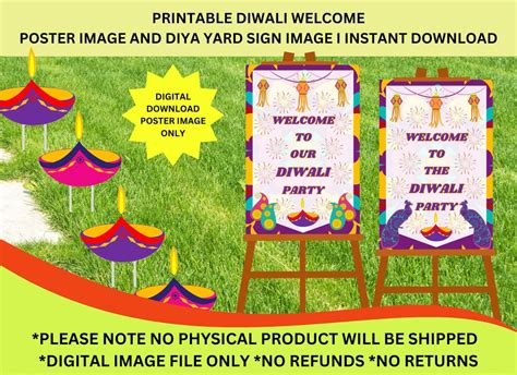 Printable Diwali Welcome Sign Image PDF, Printable Diya Yard Sign ...