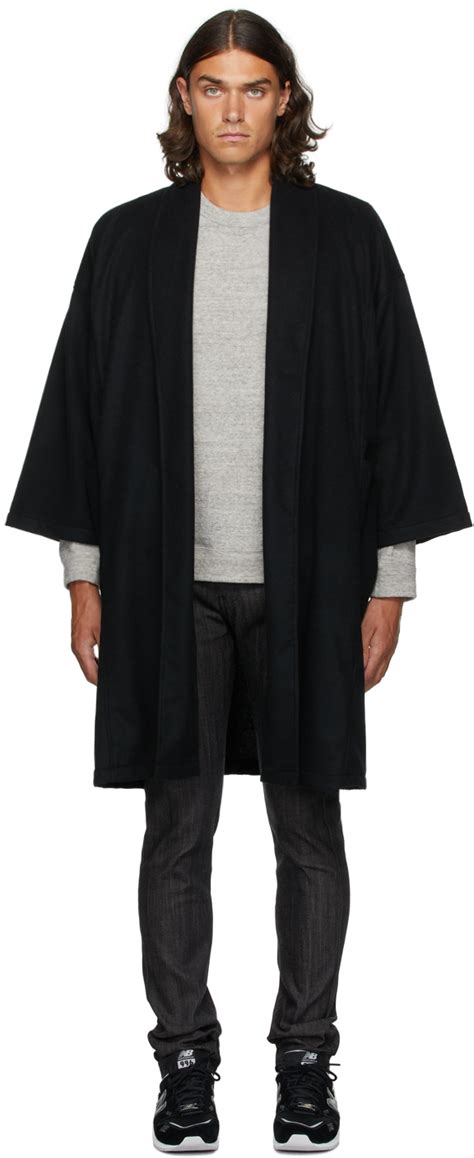 Naked Famous Denim SSENSE Exclusive Black Wool Overcoat Naked And