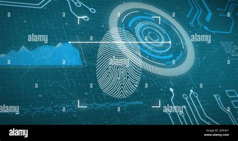 Image Of Biometric Fingerprint Scanner Over Interface With Data