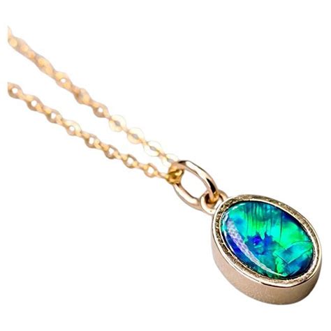 Petra Class Handmade Link Chain Australian Opal Doublet Gold Pendant