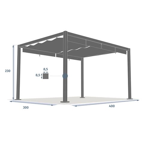 Tonnelle rectangulaire ZALYA Blanc Ardoise Hespéride 4 x 3 m