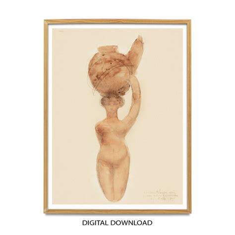 Auguste Rodin Nude Woman With Vase Figurative Art Print Abstract Female Vintage Poster