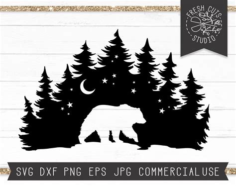 Grizzly Bear Svg Cut Files For Cricut Bear Silhouette Svg Etsy