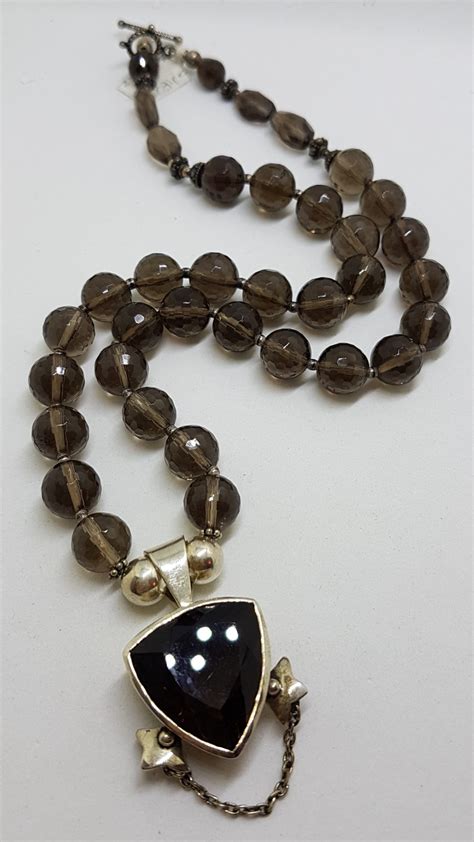 Sterling Silver Smokey Quartz Bead Necklace Alexa S Treasures