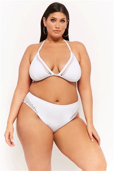 Forever 21 Mesh Panel Bikini Gina Rodriguez White Bikini With Cutouts