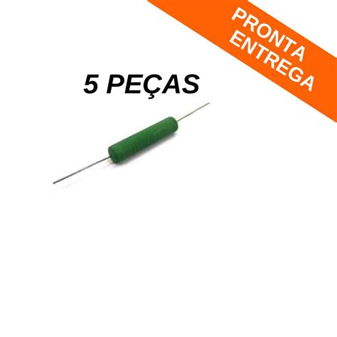 Kit 5 peças Resistor 200R AC05 Fio 5W Axial 5 Resistor Achei