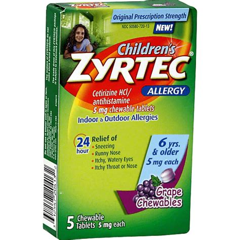 Zyrtec Childrens Allergy Grape Chewable Tablets Allergy And Sinus