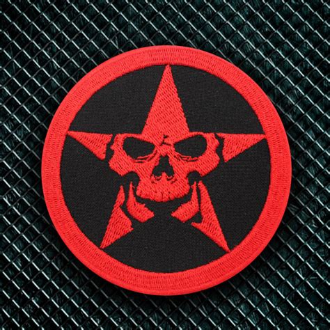 Patch Thermocollant Velcro Brodé Militaire Skull Shield