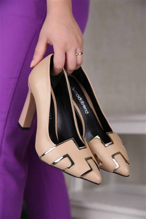 Kadın Topuklu Ayakkabı NUDE CİLT