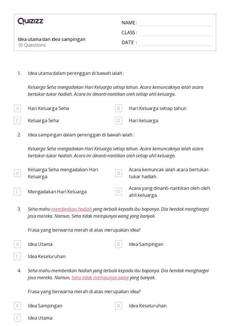 50 Lembar Kerja Mengidentifikasi Gagasan Utama Untuk Kelas 3 Di