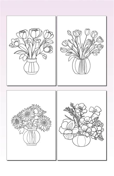 Flower Bouquet Coloring Book Pt 3 Etsy