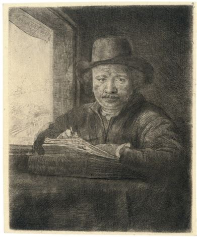 Self Portrait Drawing At A Window By Rembrandt Van Rijn On Artnet