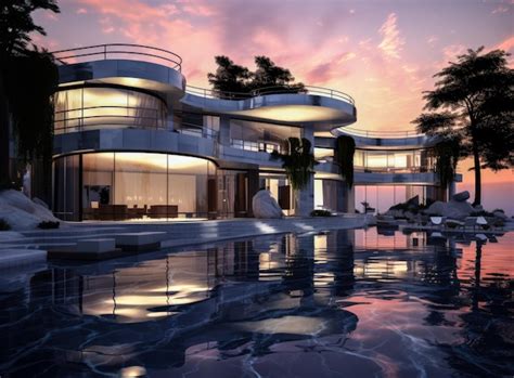 Premium AI Image | Modern luxury home with swimming pool