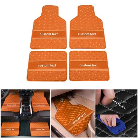 Orange Car Floor Mats Custom Name Text Color Automotive Carpet