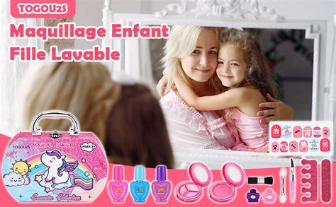 TOGOU2S Maquillage Enfant Fille Lavable Malette Maquillage Enfant