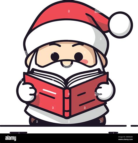 Cute Santa Claus Reading A Book Vector Illustration Stock Vector Image