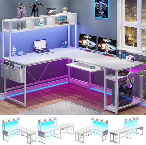 Buy Sedeta L Shaped Gaming Desk Reversible 94 5” Office Desk Gaming