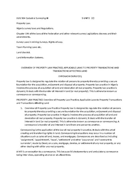 Cadastral Surveying III - Nigeria survey laws and Regulations. Chapter