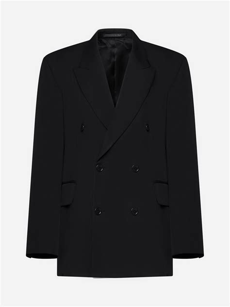 Balenciaga Clinched Double Breasted Wool Blazer In Black Lyst