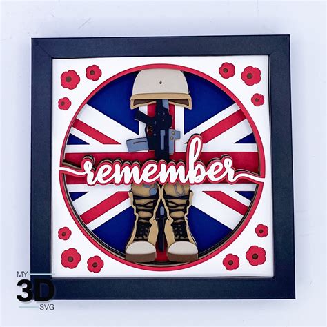 3d Uk Battlefield Cross Svg Remembrance Day Shadow Box Svg Etsy