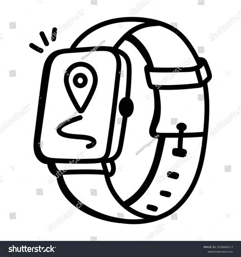 Watch Navigation Doodle Icon Of Smartwatch Royalty Free Stock Vector