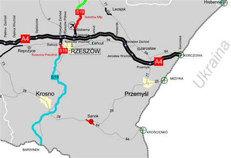 Droga ekspresowa S19 Rzeszów Babica Barwinek Mapa planowanego do