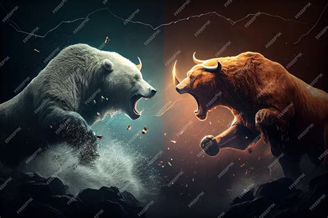 Stock Market S Iconic Bull And Bear Statues Staring Each Other Down On Wall Street Amidst A