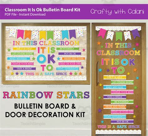 Bulletin Board: It Is OK To Class Display White Rainbow Stars Design by ...