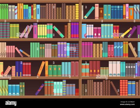 Library book shelf literature books vector background Stock Vector ...