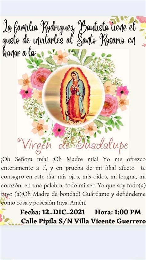 Invitacion Virgen De Guadalupe Virgen De Guadalupe Virgen