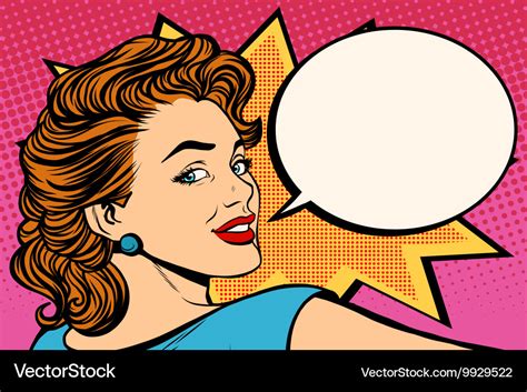 Happy Pop Art Retro Woman Close Up Face Royalty Free Vector