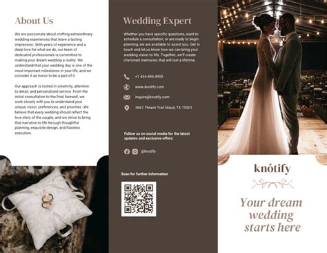 Brown Wedding Tri Fold Brochure Template Venngage