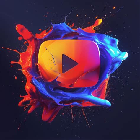 Colorful Play Button Icon With Dynamic Paint Splash Effect Premium AI