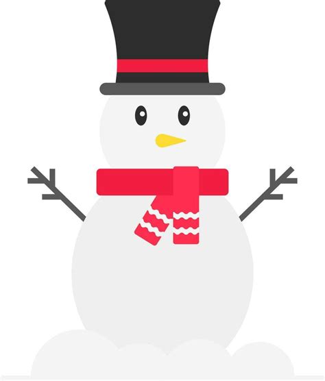 Isolated Cute Snowman Wearing Top Hat With Scarf Flat Icon 24160643