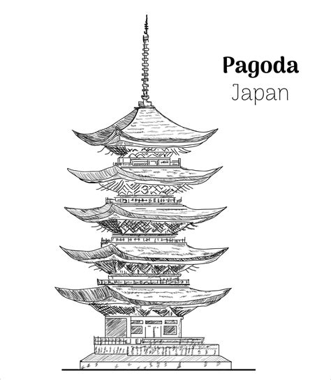 Premium Vector Pagoda Japan Hand Drawing Vector Illustration