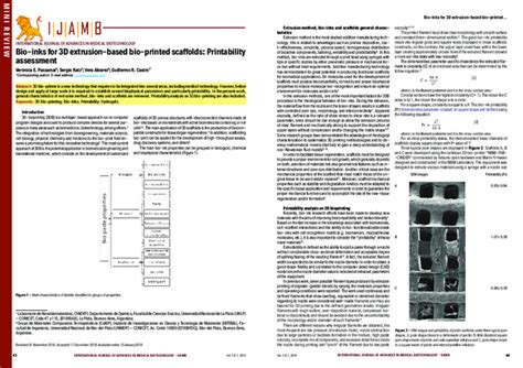 Pdf Bio Inks For 3d Extrusion Based Bio Printed Scaffolds