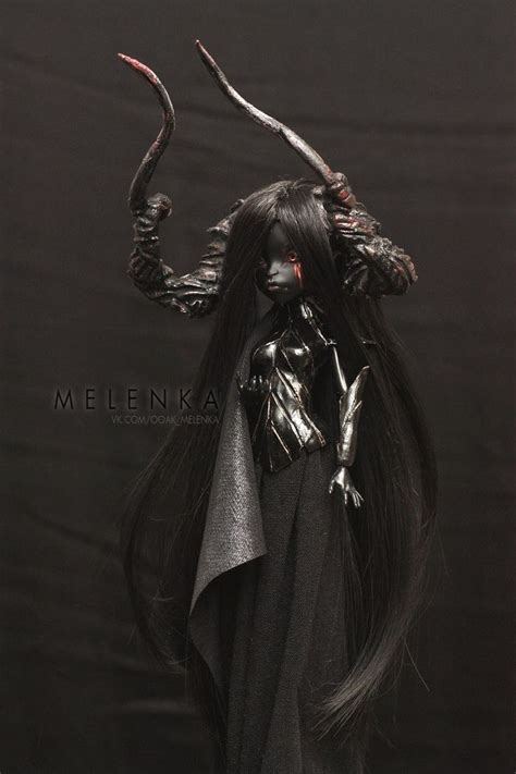 Melenka Ooak Repaint Custom Doll Demon Horns Black Catty Noir