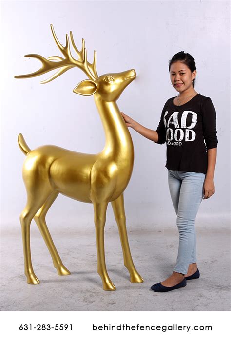 Standing Gold Reindeer Statue Standing Gold Reindeer : Life size ...