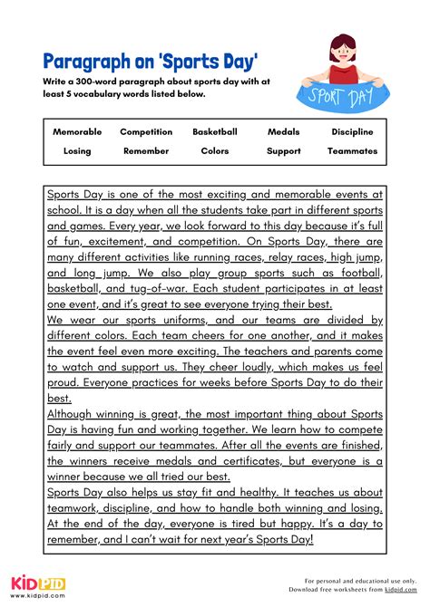 Paragraph on 'Sports Day' - Kidpid