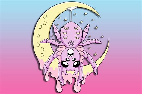 Cute Creepy Kawaii Pastel Goth Spider Graphic By Unlimited Art