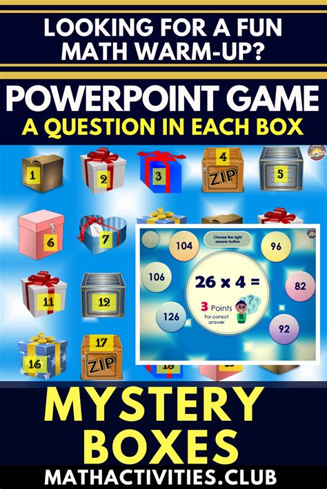 Powerpoint Math Warm Up Game Mystery Box Math Activities Club