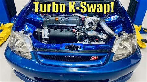 Turbo K Series Swapped Honda Civic Si Gets A Custom Hood Exit Exhaust Youtube